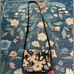 Kate Spade Black and Cream Floral Crossbody Bag